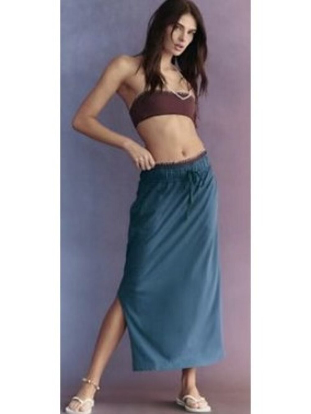 Free People NWT Wes Skirt Co-Ord 2-Piece Set Size Small In Deep Blue Sea
